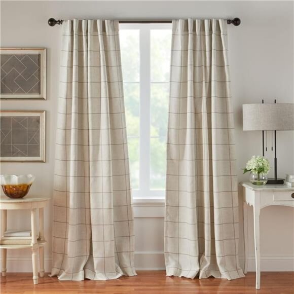 Home Fashions Brighton Windowpane Plaid Blackout Window Curtain, Living Room - Picture 1 of 8